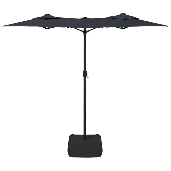 Doppel Sonnenschirm mit LED Schwarz 316x145 cm