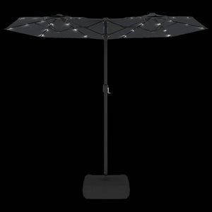 Doppel Sonnenschirm mit LED Schwarz 316x145 cm