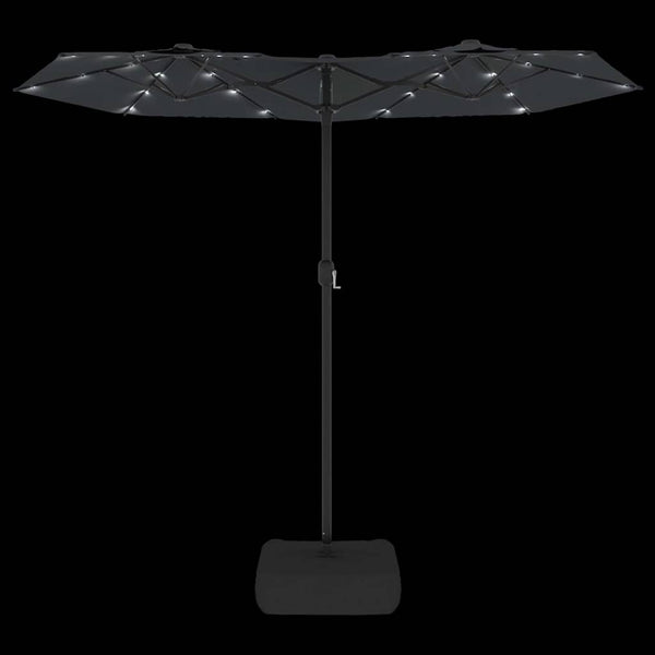Doppel Sonnenschirm mit LED Schwarz 316x145 cm