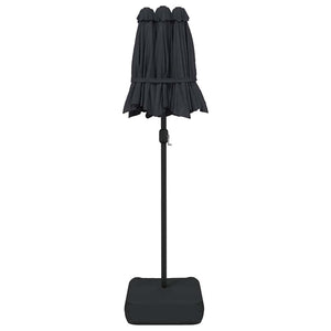 Doppel Sonnenschirm mit LED Schwarz 316x145 cm