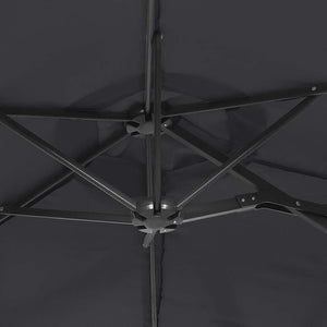 Doppel Sonnenschirm mit LED Schwarz 316x145 cm