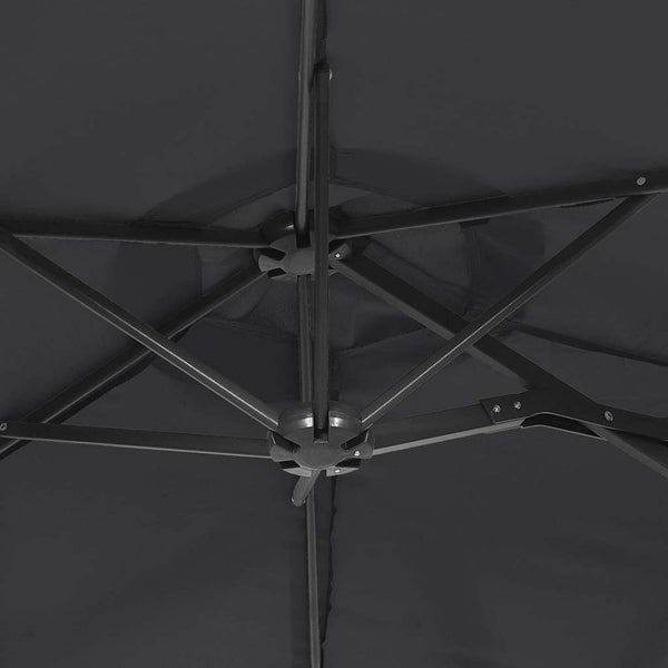 Doppel Sonnenschirm mit LED Schwarz 316x145 cm