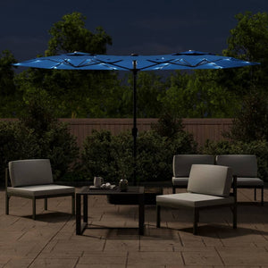 Doppel Sonnenschirm LED Azurblau 316cm