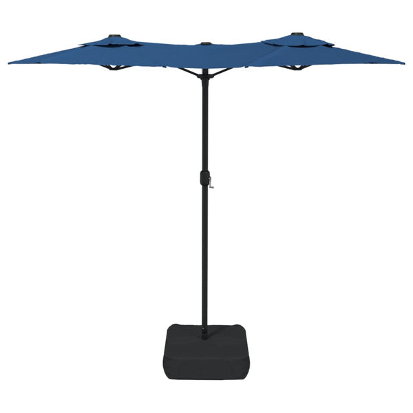 Doppel Sonnenschirm LED Azurblau 316cm