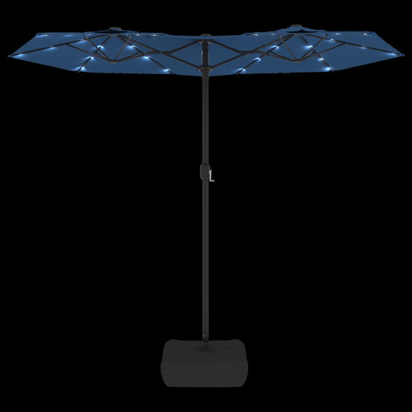 Doppel Sonnenschirm LED Azurblau 316cm