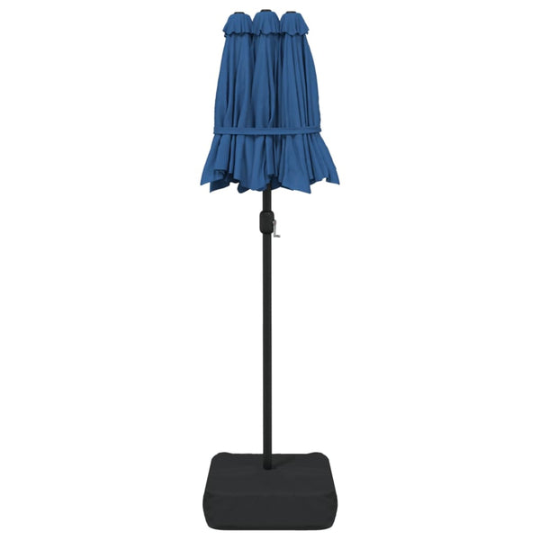 Doppel Sonnenschirm LED Azurblau 316cm