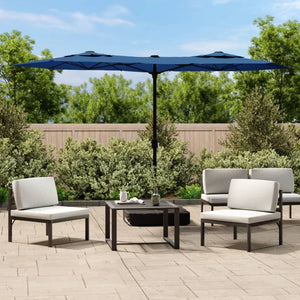 Doppel Sonnenschirm LED Azurblau 316cm