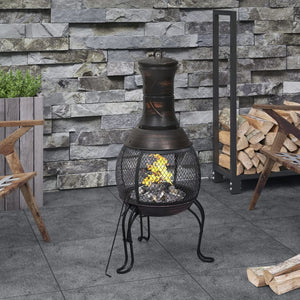 Gartenkamin Stahl 39x39x90cm mit Schürhaken