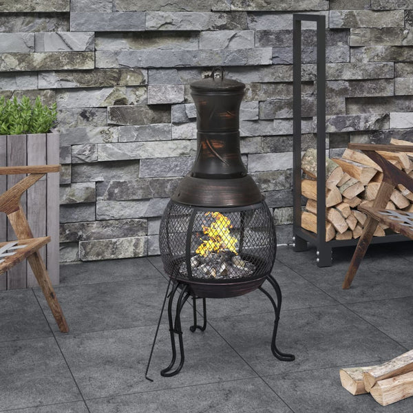 Gartenkamin Stahl 39x39x90cm mit Schürhaken