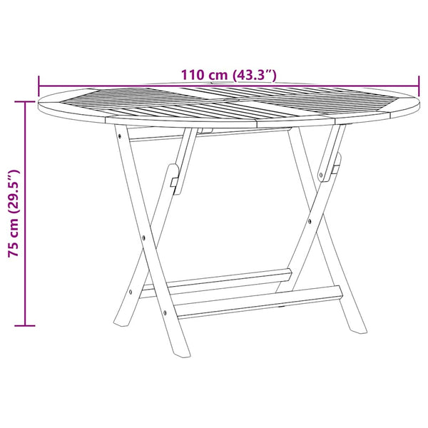 Klappbarer Gartentisch Teakholz Ø 110cm