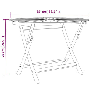vidaXL Table de jardin pliante Ø 85x75 cm Bois de teck massif