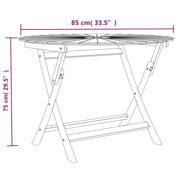 vidaXL Table de jardin pliante Ø 85x75 cm Bois de teck massif
