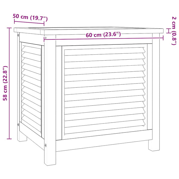 vidaXL Coffre de jardin avec sac 60x50x58 cm Bois de teck massif