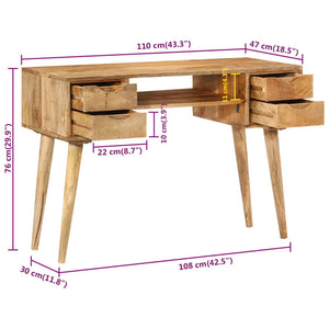 Schreibtisch Mango Massivholz 110 cm