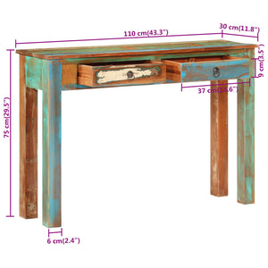 vidaXL Table console 110x30x75 cm en bois de récupération massif