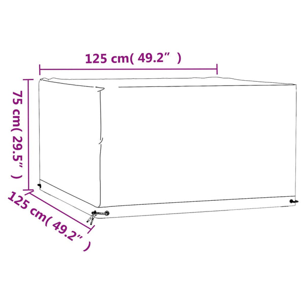 Quadratische Gartenmöbel Abdeckung 125x125x75 cm