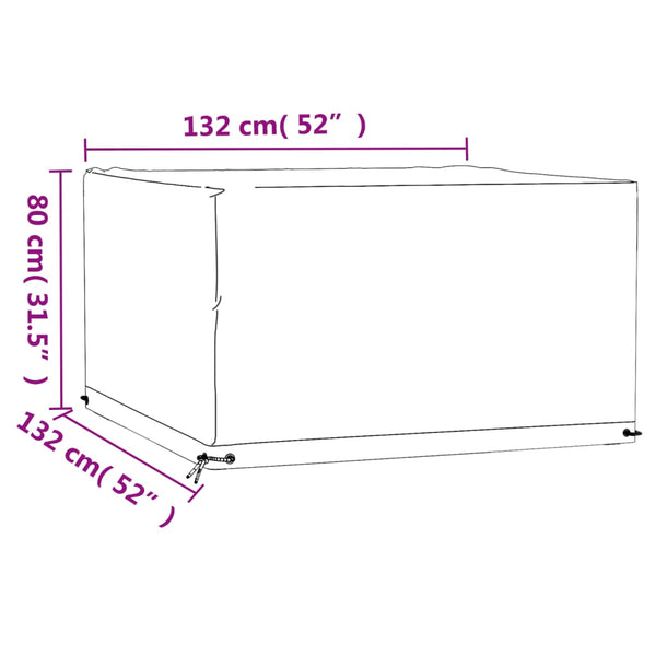 Quadratische Gartenmöbel Abdeckung 132x132x80cm