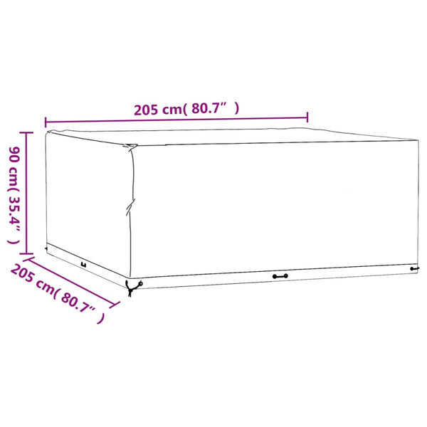 Quadratische Gartenmöbel Abdeckung 205x205x90 cm