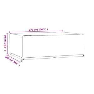 vidaXL Housse de meubles de jardin 12 œillets 270x180x90 cm rectangulaire