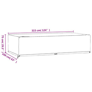 vidaXL Housse de mobilier de jardin 12 œillets 315x160x75 cm rectangulaire