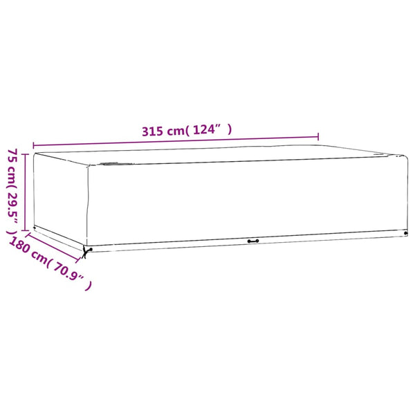 vidaXL Housse de mobilier de jardin 12 œillets 315x180x75 cm Rectangulaire