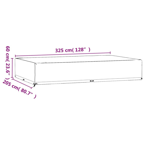 Rechteckige Gartenmöbel Abdeckung 325x205x60 cm