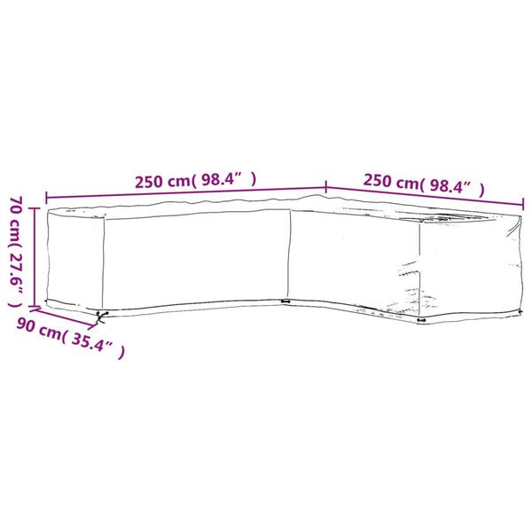 L-förmige Gartenmöbel Abdeckung 250x250 cm