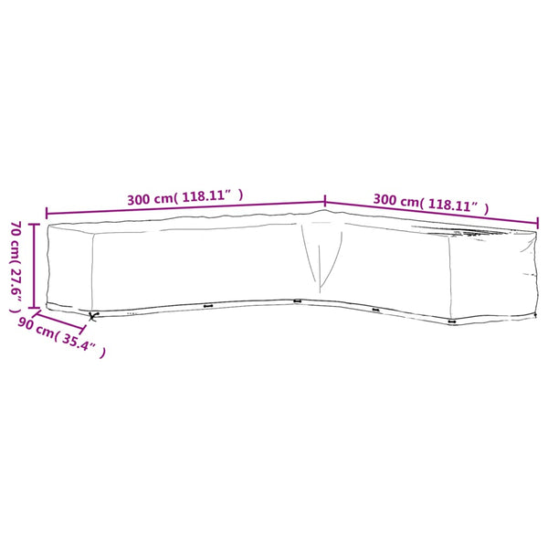 L-förmige Gartenmöbel Abdeckung 300x300 cm