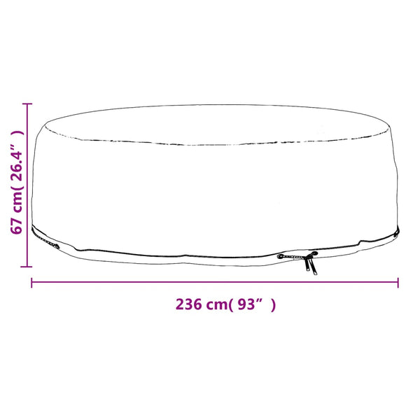 vidaXL Housse pour îlot de salon de jardin 10 œillets Ø236x67 cm Ronde