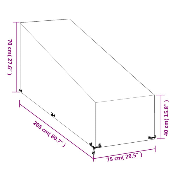 vidaXL Housse de protection pour transat 12 œillets 205x75x40/70 cm polyéthylène