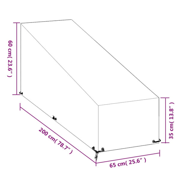vidaXL Housse pour chaise longue 12 œillets 200x65x35/60 cm Polyéthylène