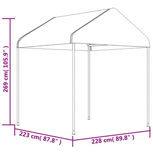Pavillon mit Dach Weiß 4,46x2,28x2,69 m Polyethylen