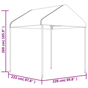 Pavillon mit Dach Weiß 8,92x2,28x2,69 m Polyethylen