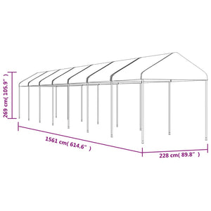 Pavillon mit Dach Weiß 15,61x2,28x2,69 m Polyethylen