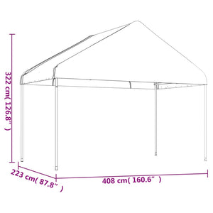 Pavillon mit Dach Weiß 4,46x4,08x3,22 m Polyethylen