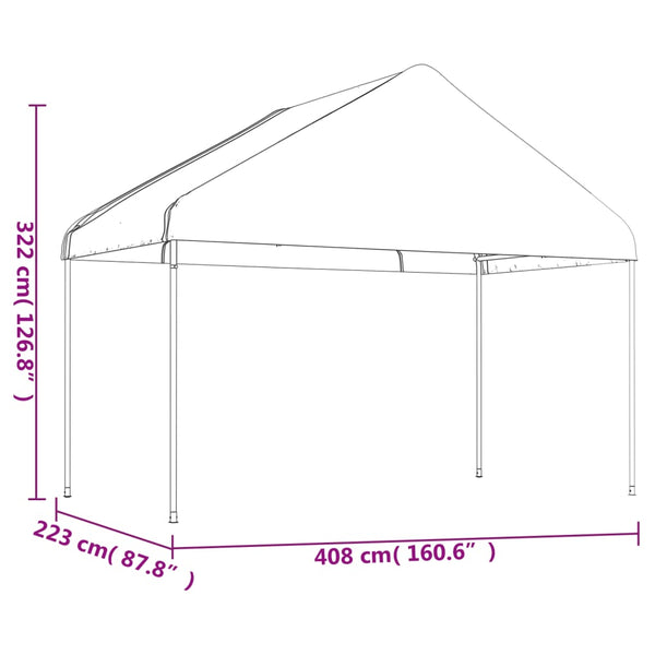 Pavillon mit Dach Weiß 17,84x4,08x3,22 m Polyethylen