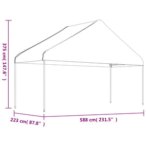 Pavillon mit Dach Weiß 4,46x5,88x3,75 m Polyethylen