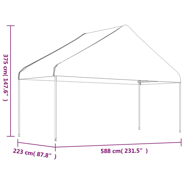 Pavillon mit Dach Weiß 4,46x5,88x3,75 m Polyethylen
