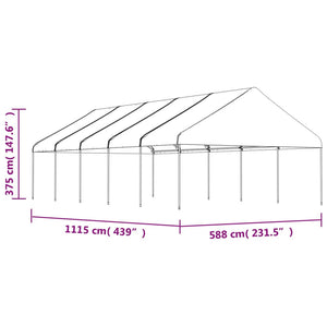 Pavillon mit Dach Weiß 11,15x5,88x3,75 m Polyethylen