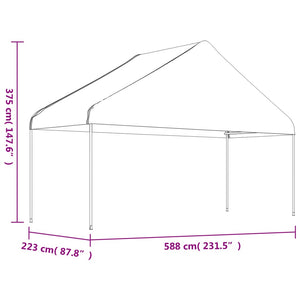 Pavillon mit Dach Weiß 11,15x5,88x3,75 m Polyethylen