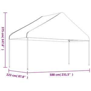 Pavillon mit Dach Weiß 13,38x5,88x3,75 m Polyethylen