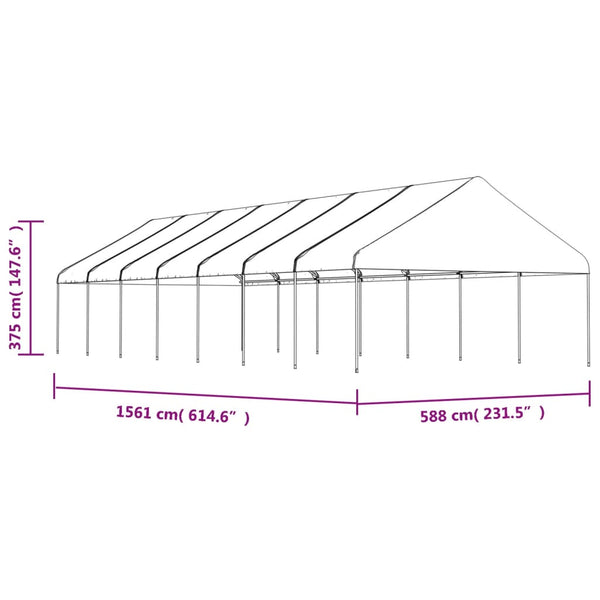 Pavillon mit Dach Weiß 15,61x5,88x3,75 m Polyethylen