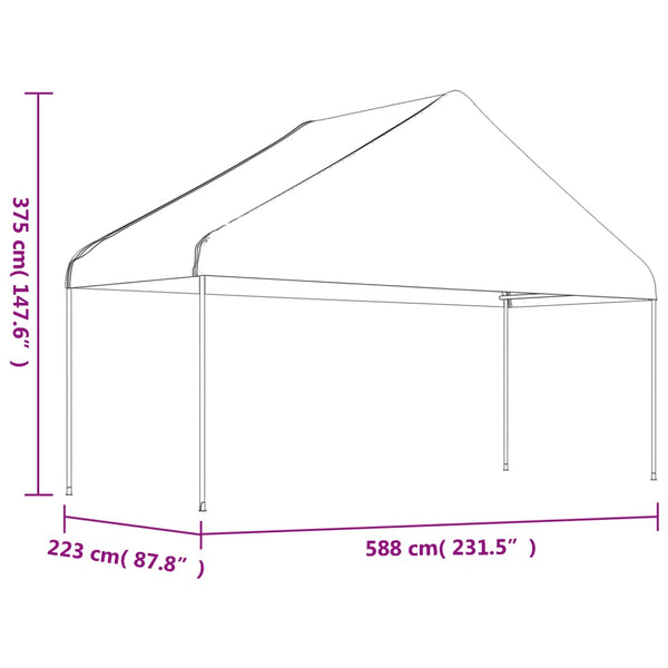 Pavillon mit Dach Weiß 20,07x5,88x3,75 m Polyethylen