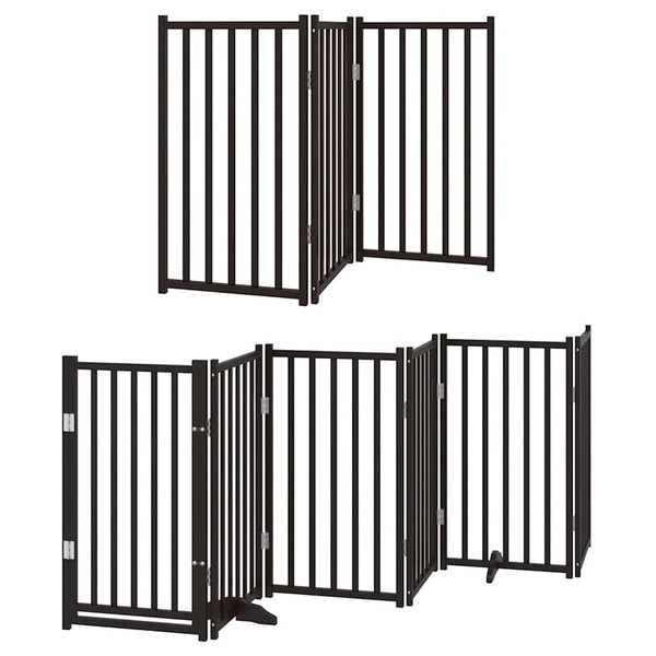 vidaXL 9-piece Dog Gate with Door Foldable Black 450 cm Poplar Wood