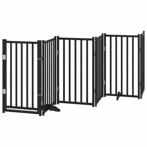 vidaXL 9-piece Dog Gate with Door Foldable Black 450 cm Poplar Wood