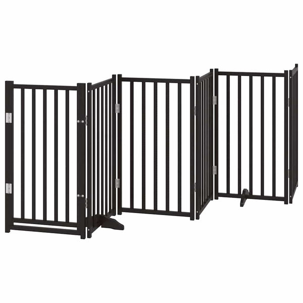 vidaXL 9-piece Dog Gate with Door Foldable Black 450 cm Poplar Wood