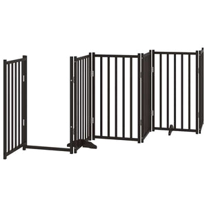 vidaXL 9-piece Dog Gate with Door Foldable Black 450 cm Poplar Wood