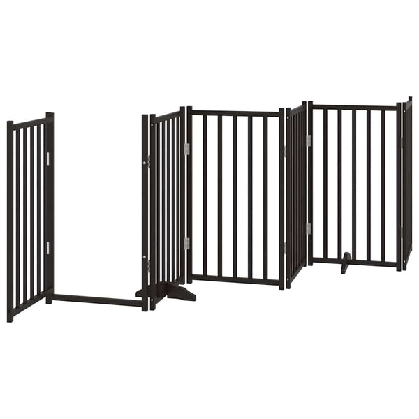 vidaXL 9-piece Dog Gate with Door Foldable Black 450 cm Poplar Wood