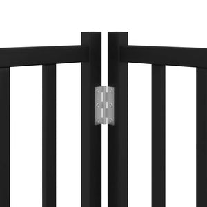 vidaXL 9-piece Dog Gate with Door Foldable Black 450 cm Poplar Wood