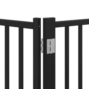 vidaXL 9-piece Dog Gate with Door Foldable Black 450 cm Poplar Wood